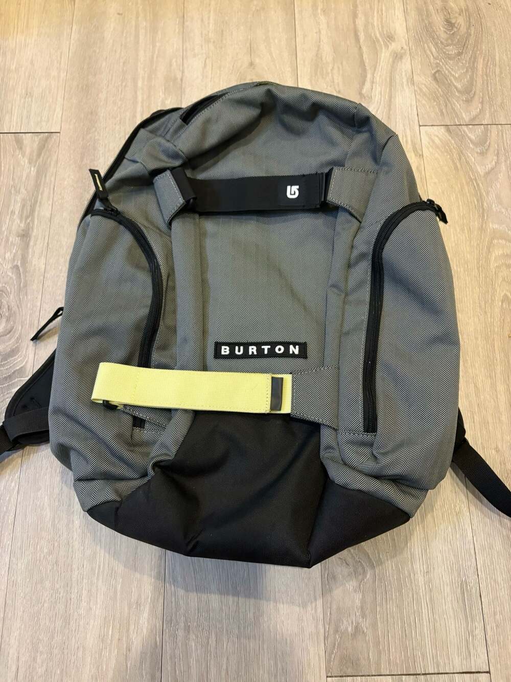 Burton Herringbone Grey and Lime Green Backpack
